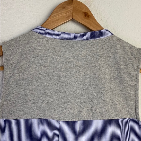 J. Crew Blue & Gray Sleeveless Tuxedo Mixed Media Top Sz S - Picture 8 of 11
